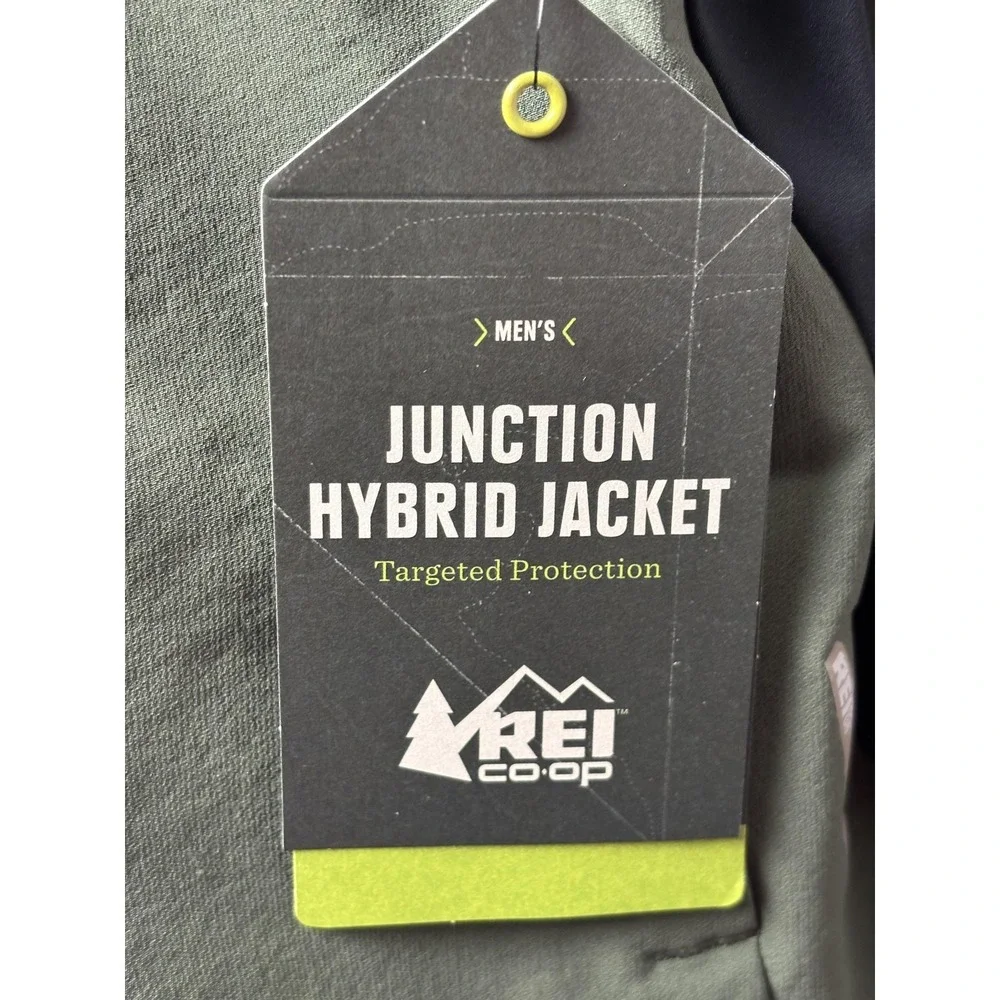 REI Co-op Jacket Mens Large Green Junction Hybrid Cycling Windbreaker Reflective